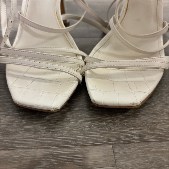 Sam Edelman | Lela Bright White Ankle Strap Squared Open Toe Heeled Sandals - Picture 11 of 12